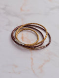 Bracelet cuir modulaire sur‑mesure Marron Antique & Doré, Equilibre Ambre, LifeCircle